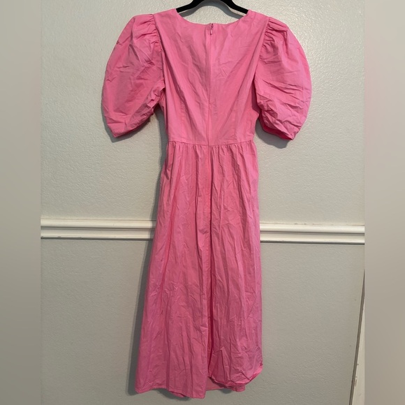 NWOT WAYF Pink Peggy Cutout Puff Sleeve Midi Dress Size Small - Picture 5 of 7